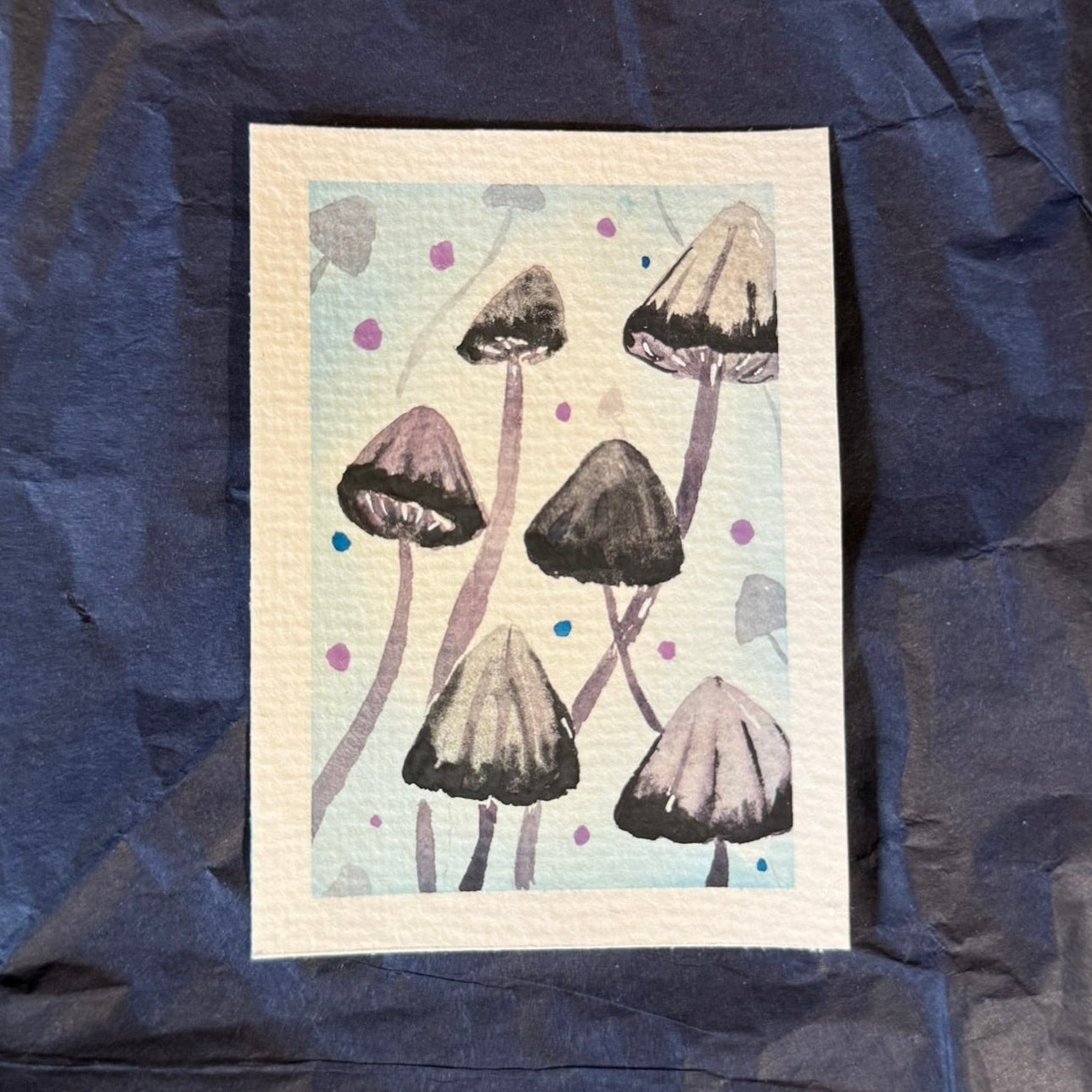 Card with mushroom illustration
