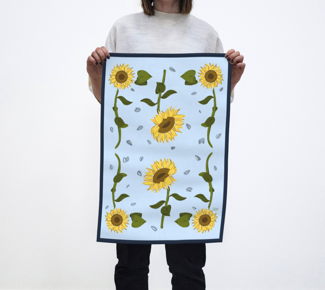 Blue Sunflower Tea Towel